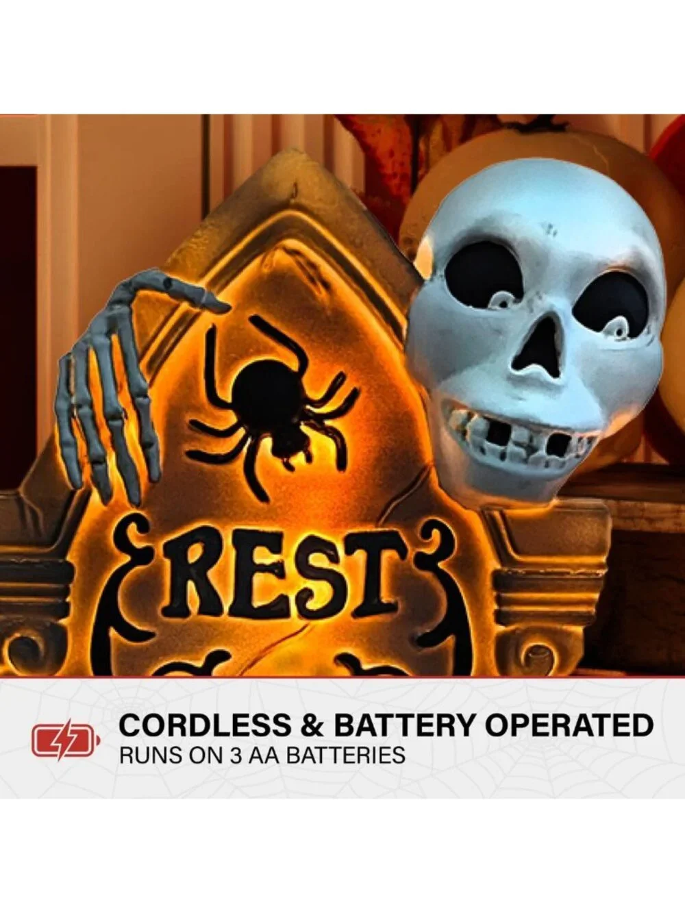 Light-Up 2-Ft Halloween Skeleton Tombstone Blow Mold - Spooky Decor for Parties